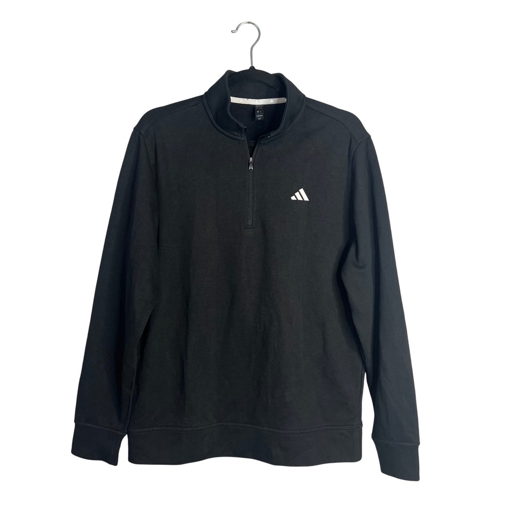 Adidas To Go Quarter Zip Pullover Mens Sz M Black 1/4 Zip Mock Neck Athletic
